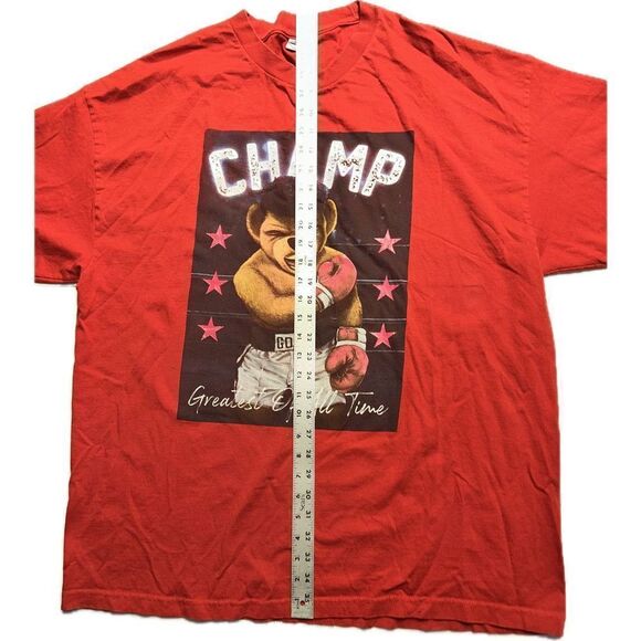 GOAT CHAMP Red‎ T-Shirt Men’s Size 2XL Boxing Teddy Bear Greatest Of All Time - Picture 2 of 4